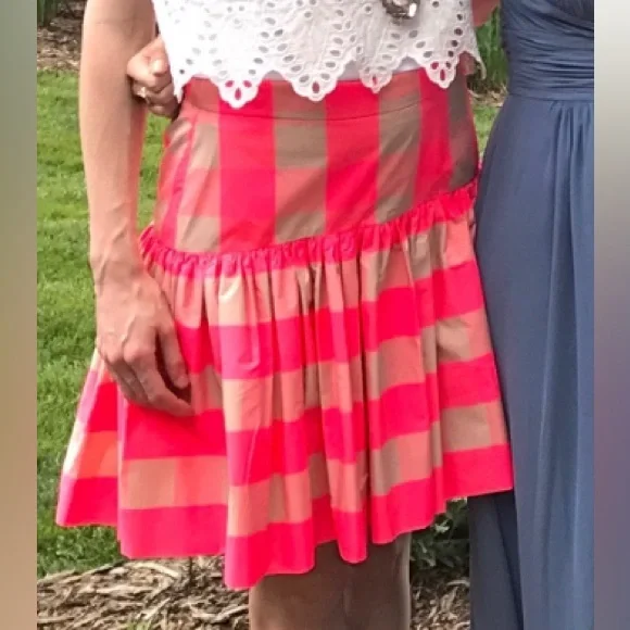 J Crew neon pink plaid skirt size 2 - Picture 4 of 4